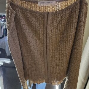 Stitch + Feather Brown Textured Long-Sleeve Blouse